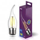 Лампа сд FILAMENT свеча на ветру FC37 E27 5W, 2700K, DECO Premium, теплый свет, REV